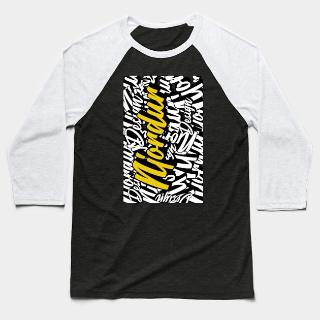 Njordur Grafitti Design Baseball T-Shirt by NJORDUR